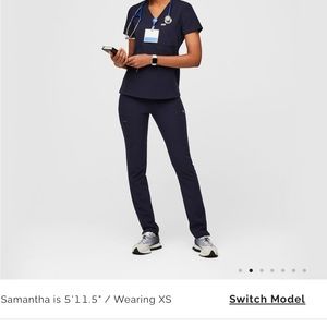 Figs Catarina Scrubs Top in Navy, medium